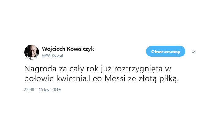Wojciech Kowalczyk już wie kto ZGARNIE Złotą Piłkę :D